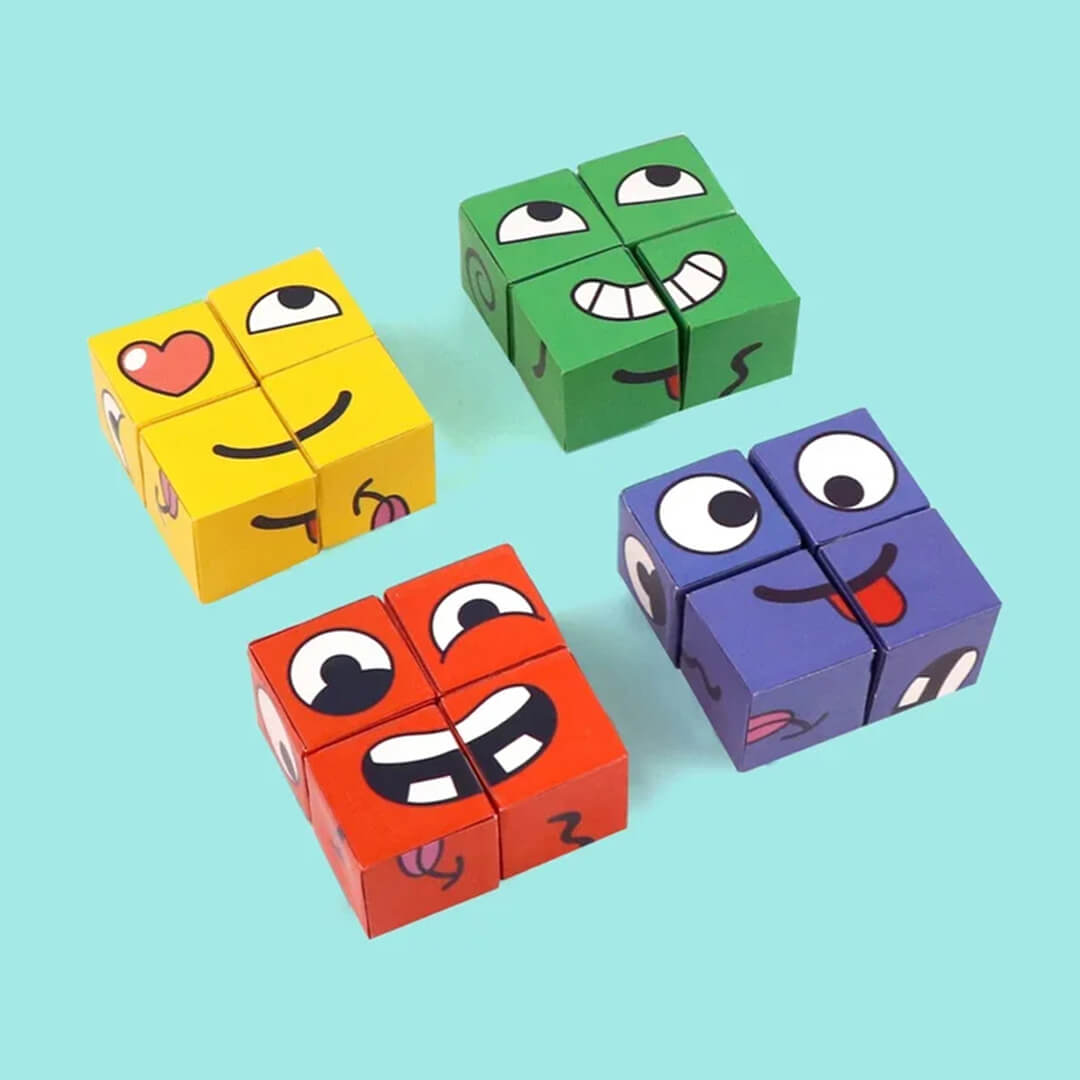 Face change cube game enhancing hand-eye coordination