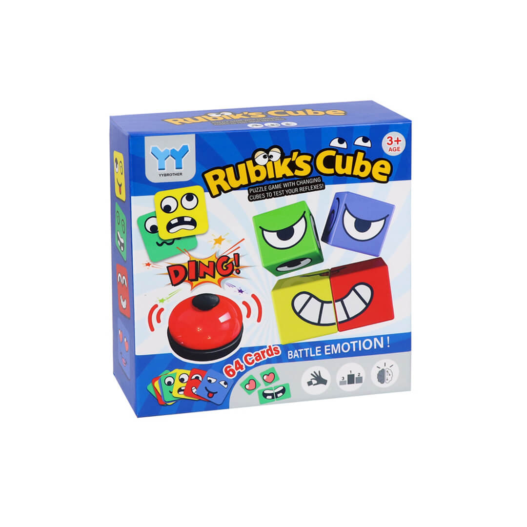 Face expression puzzle cube game for learning