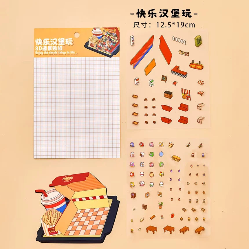 Fast Food Restaurant DIY Sticker Set Miniature World
