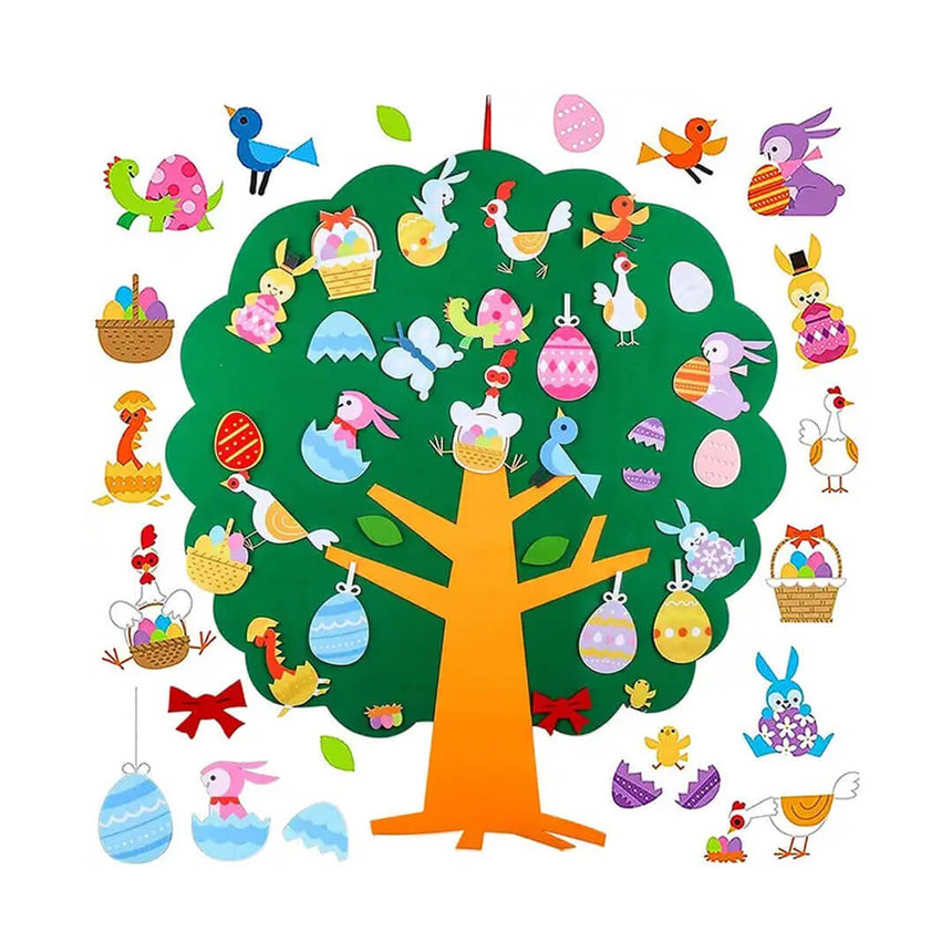 DIY felt Easter tree set with colorful ornaments