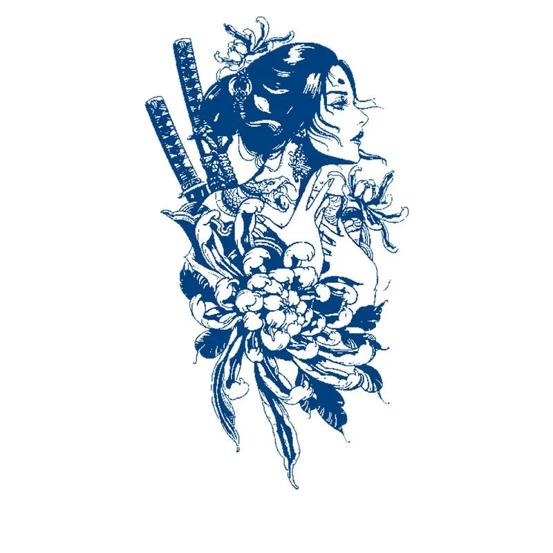 Female Warrior Semi-Permanent Jagua Tattoo