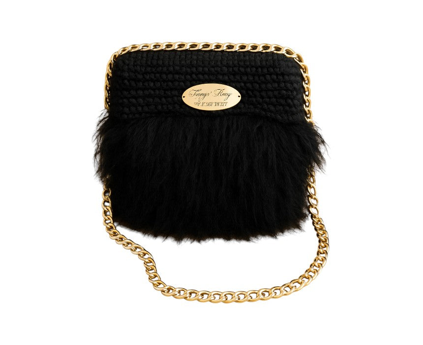Black Fur Clutch Bag