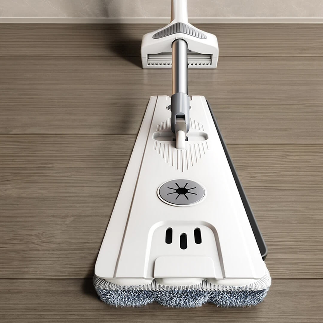 Close-up of the flat mop cleaning the floor
