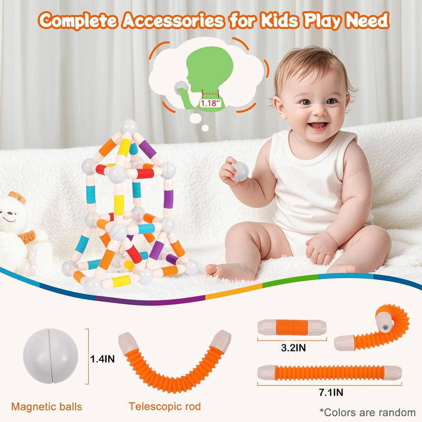 Flexible magnetic construction blocks for kids ages 2 and up