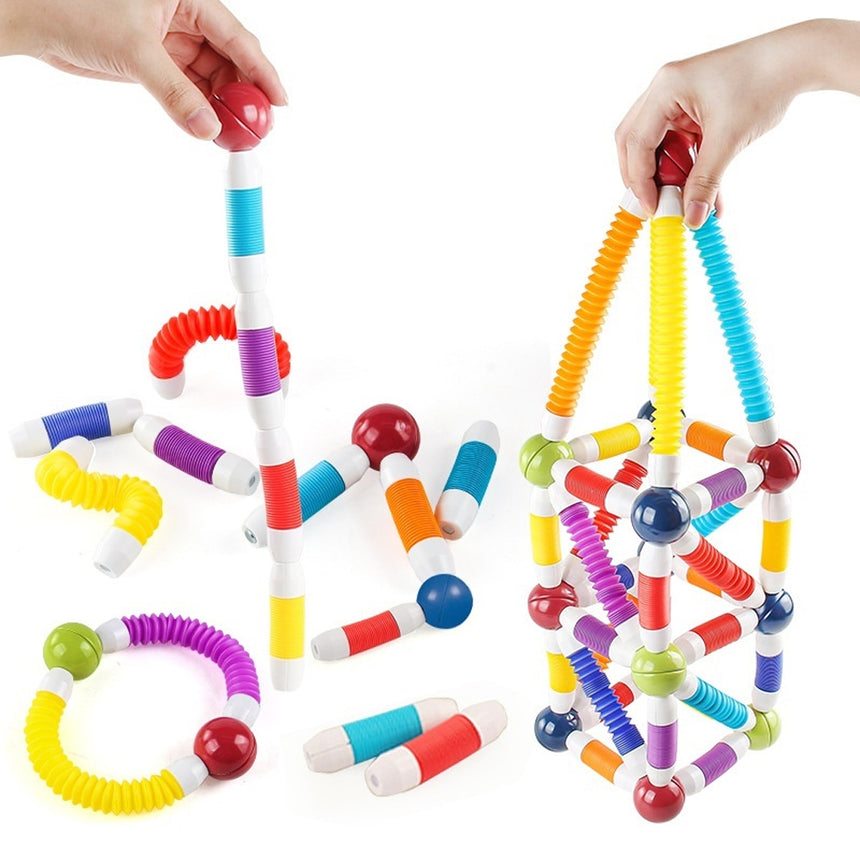 Colorful magnetic tube blocks for building houses and structures