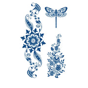Floral Dragonfly Semi-Permanent Jagua Tattoo