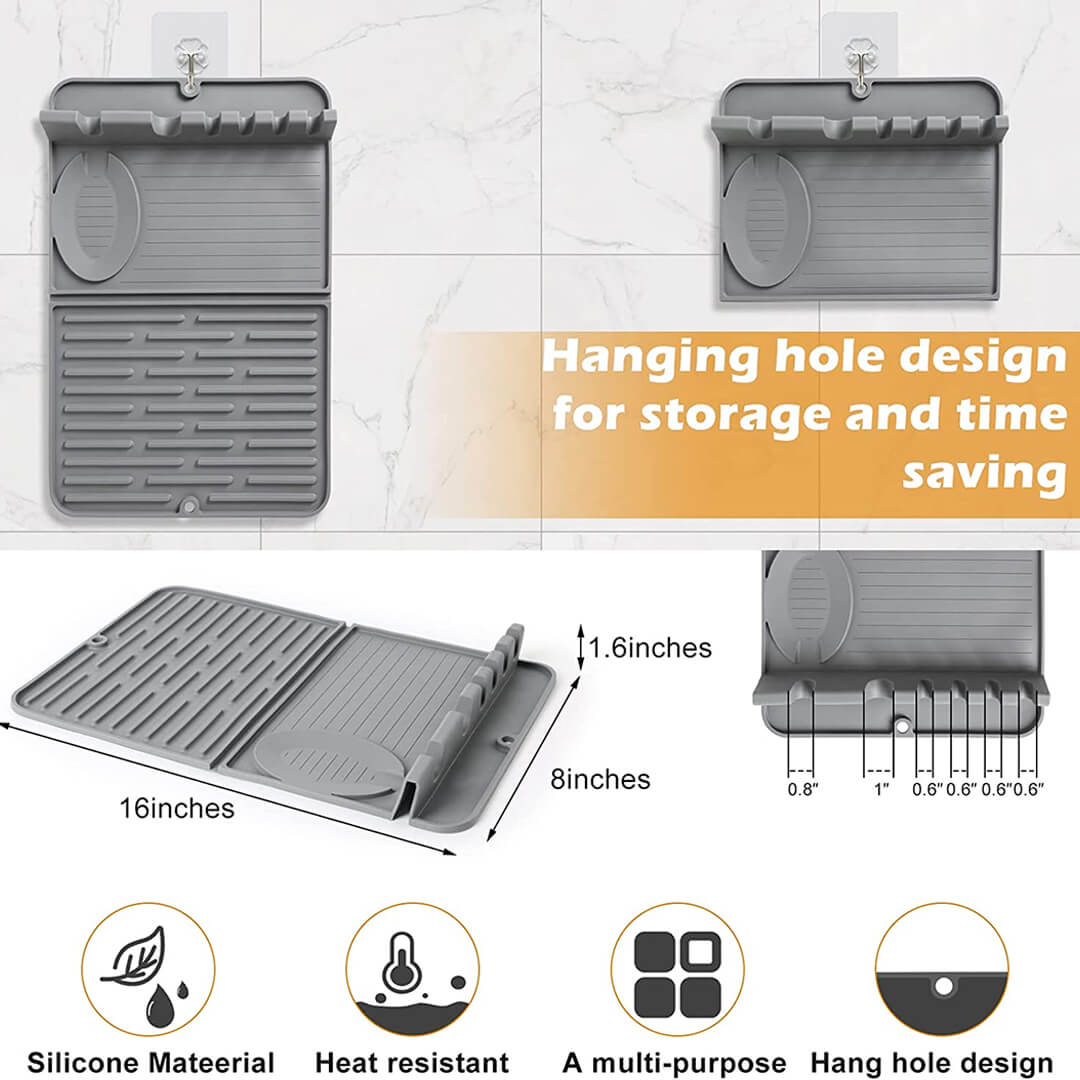 Foldable Silicone Spoon Rest & Dish Drying Mat