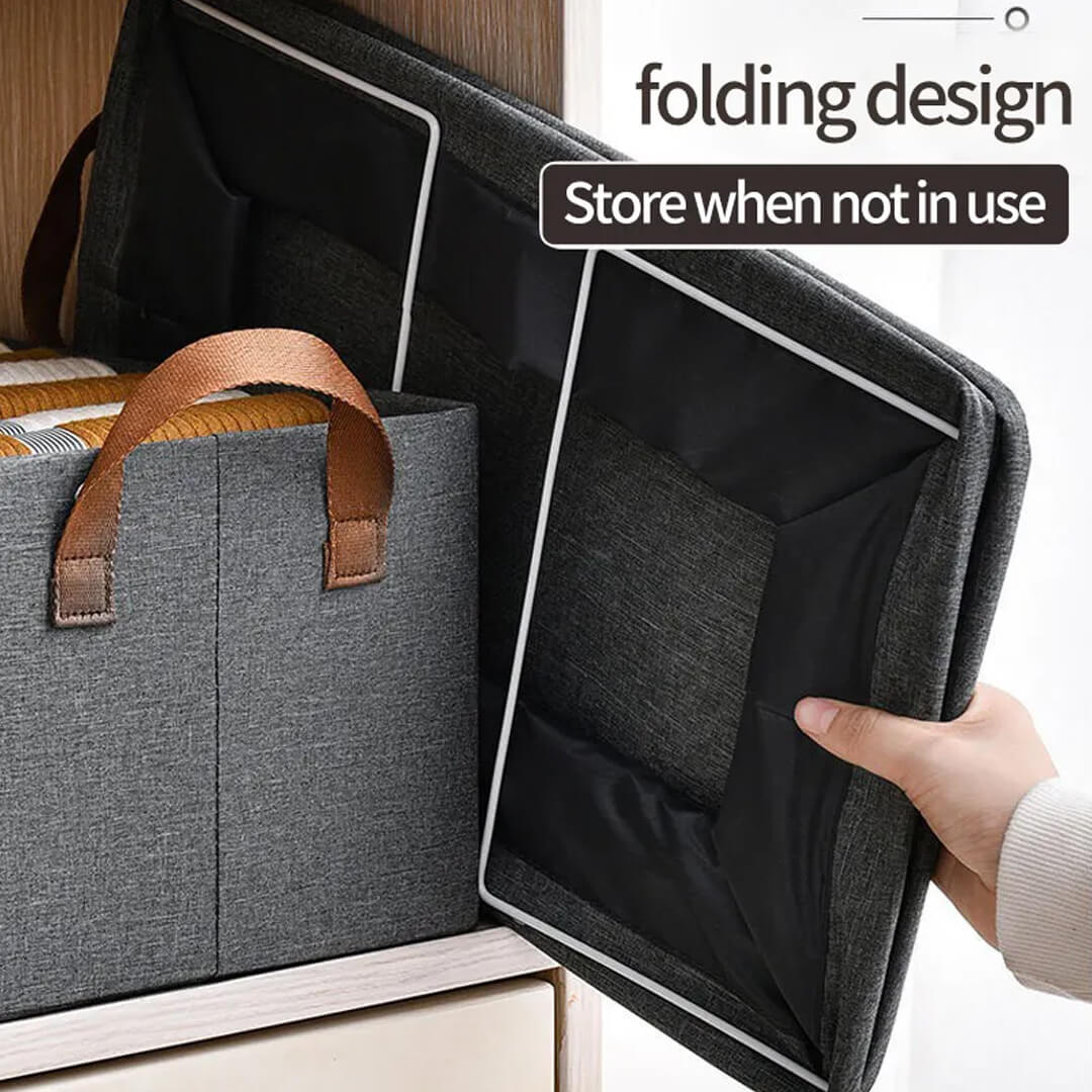 Clothes storage box folded flat for compact storage