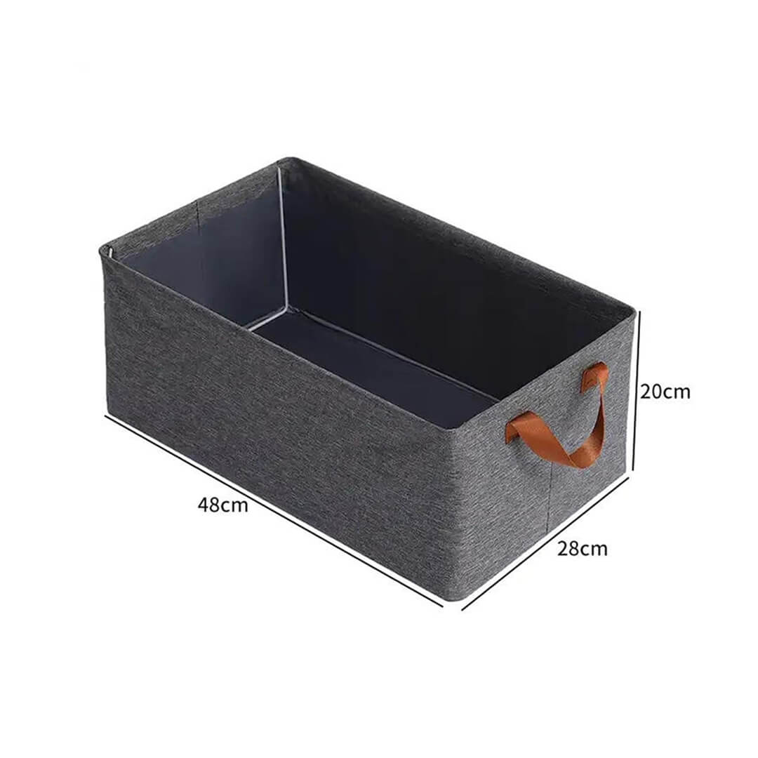 Stack of collapsible storage boxes for closet organization, dimensions