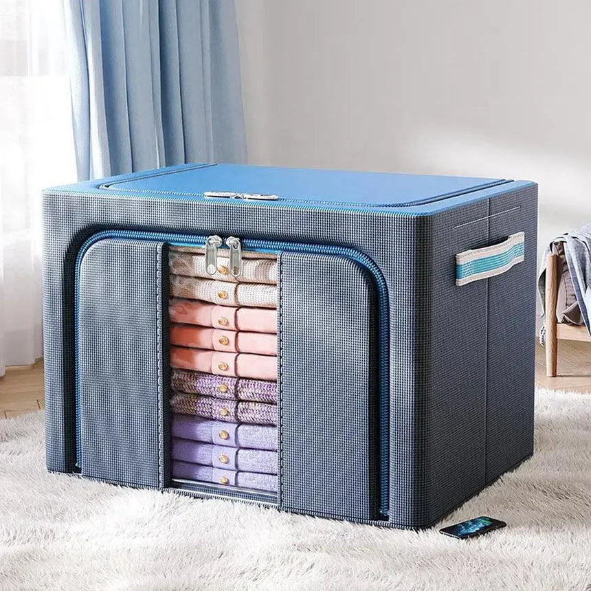 Clothes Foldable Storage Box Organizer - 66L (50 x 40 x 33 cm) Blue 66L(50*40*33cm)