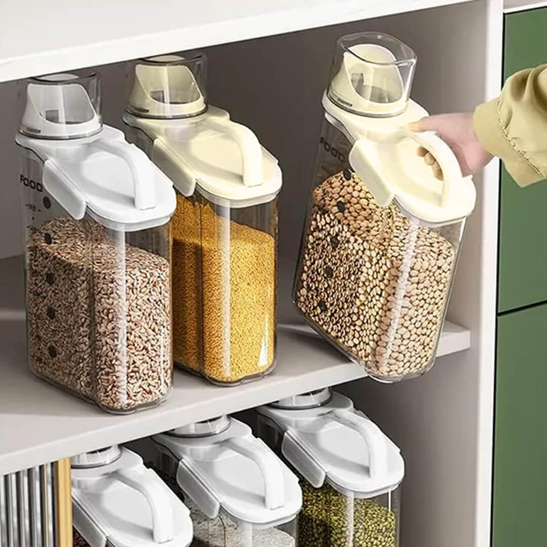 Airtight plastic container for pantry organization