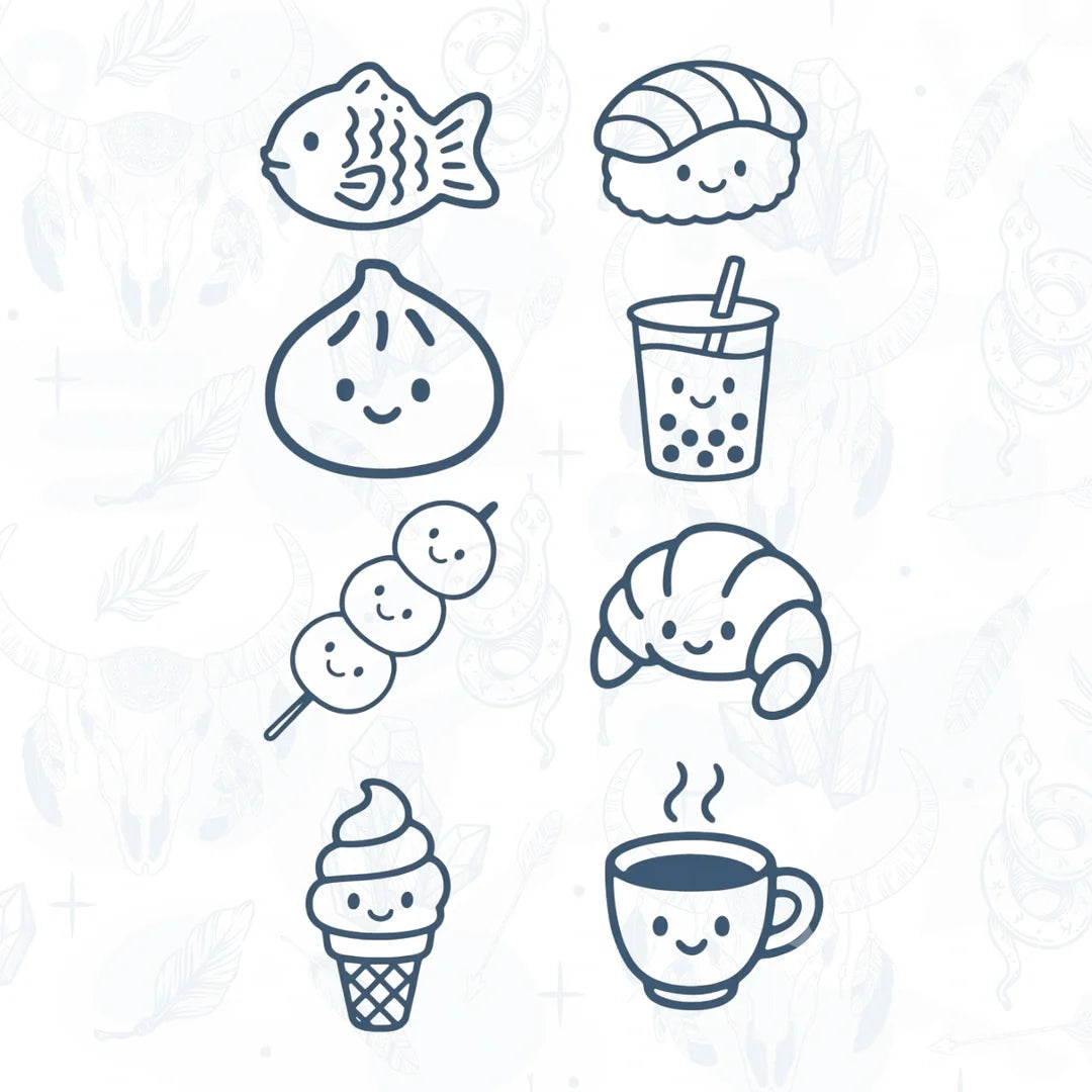 food tattoo designs on a light background