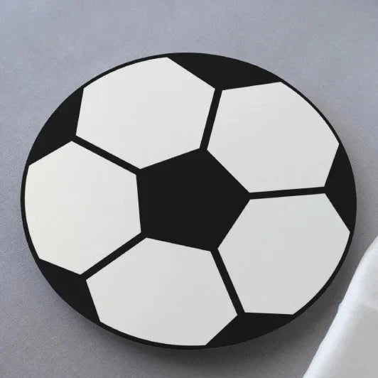 Black and white soccer ball design on a gray background