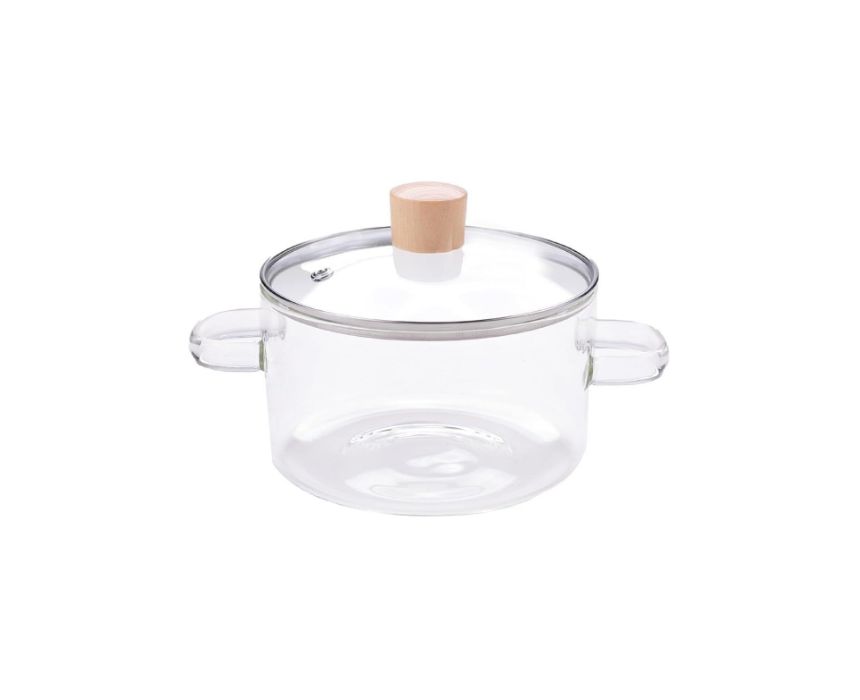 Clear Borosilicate Glass Oval Pot