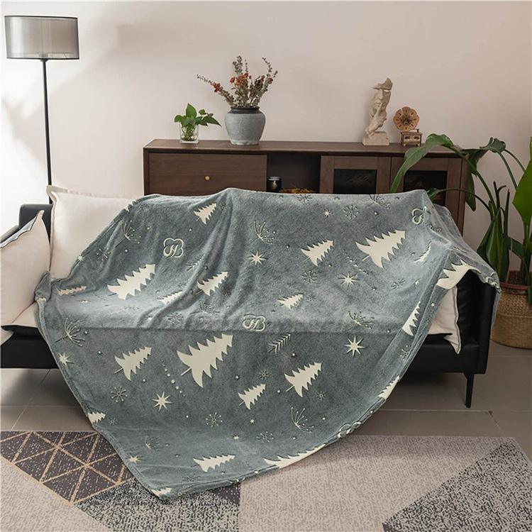 Cozy Grey Christmas Tree Glow-in-the-Dark Blanket - 2 sizes