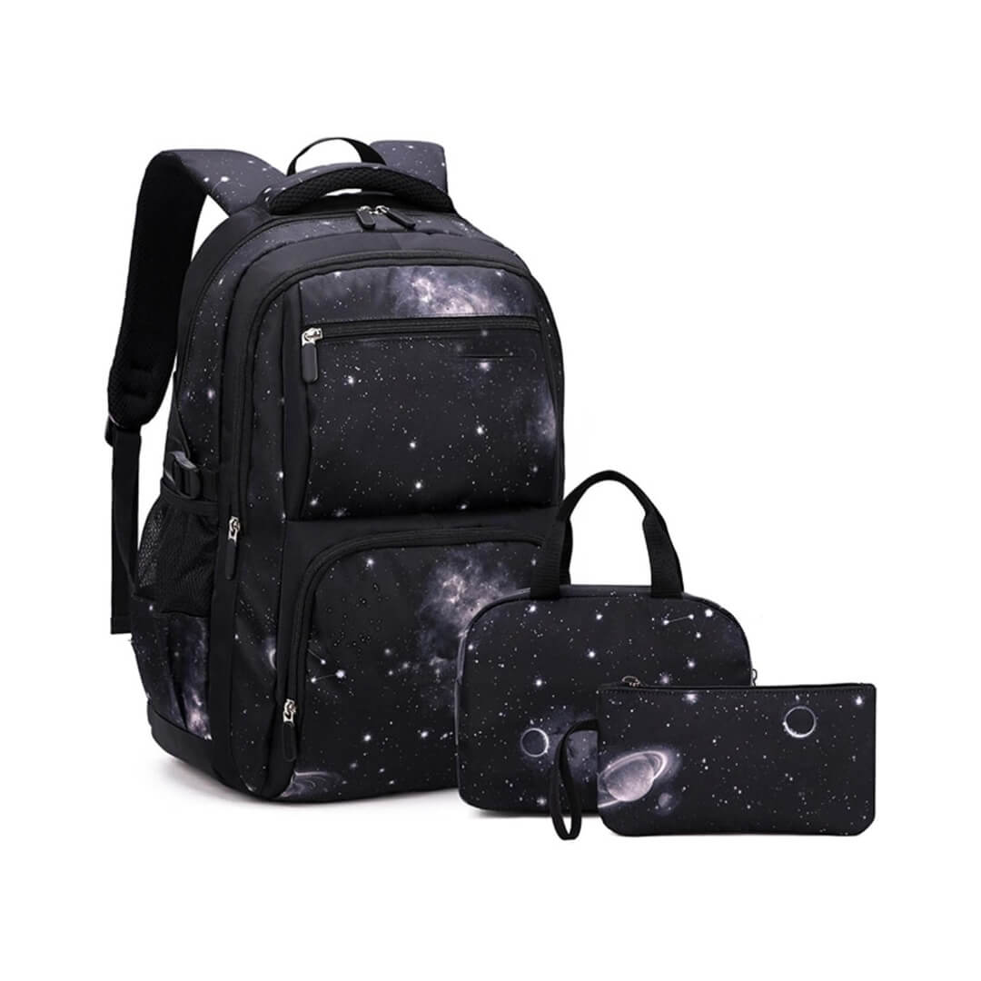 Black Galaxy school backpack set for grade 4 to 12