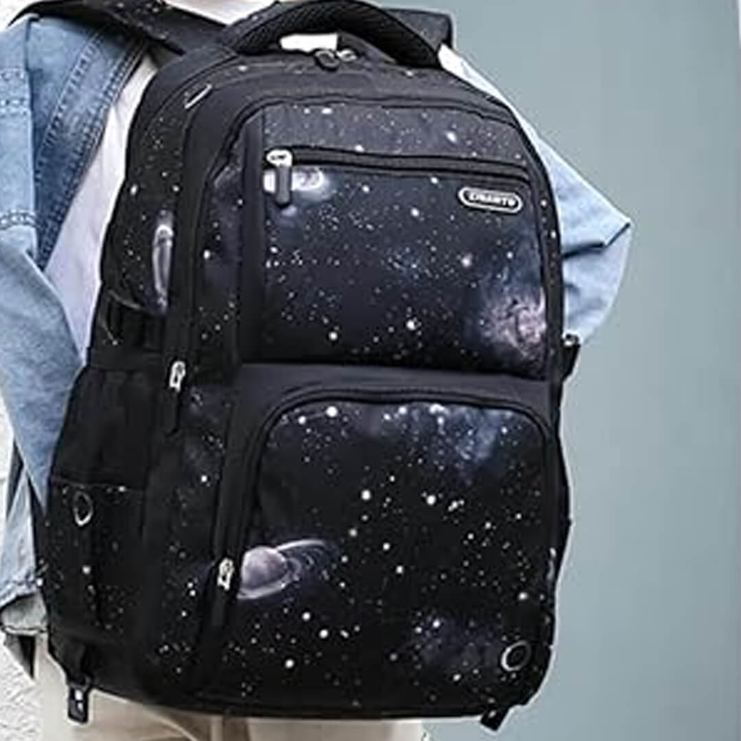 School backpack for secondary class, galkaxy sky theme