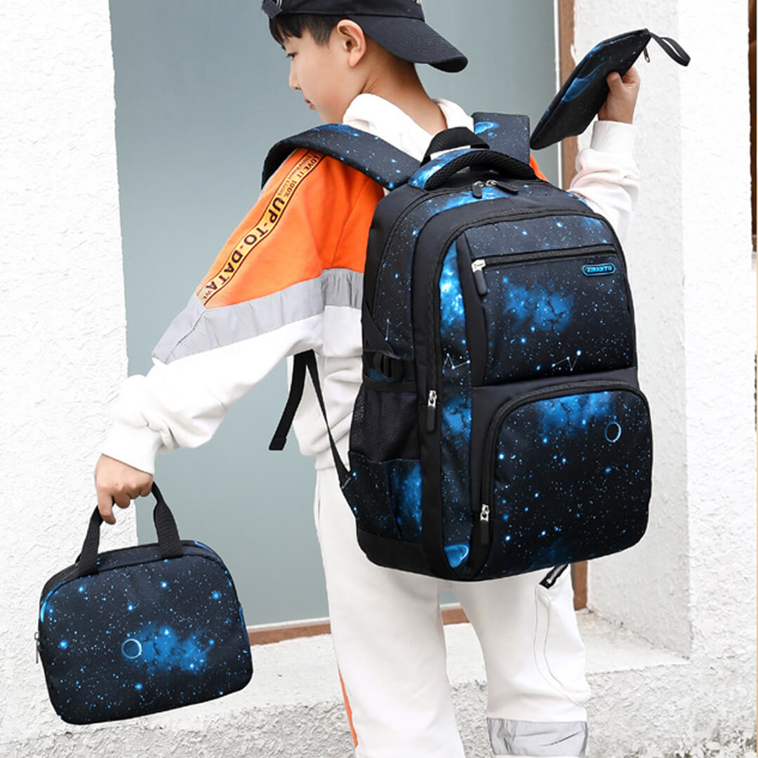 3-piece galaxy backpack set for kids in grades 4 to 9