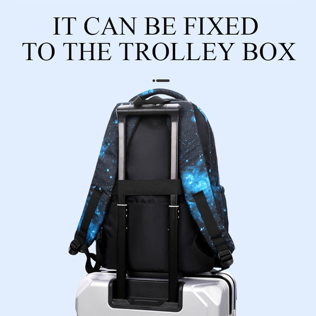 Night sky school backpack with back strap for grade 4 to 9