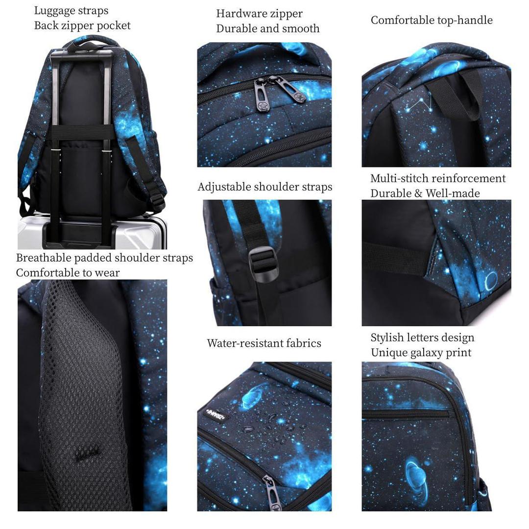 Lightweight school backpack set with space pattern, detailed shots