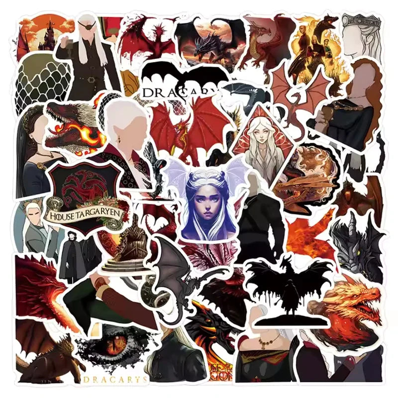 Game of Thrones and House of Dragons Sticker Set of 50 pieces