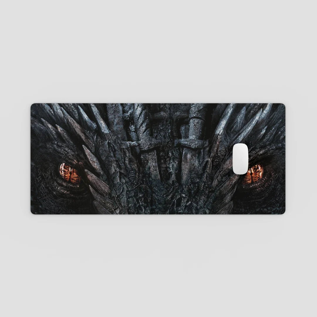 Phone case with a detailed design of a creature's face on a light gray background