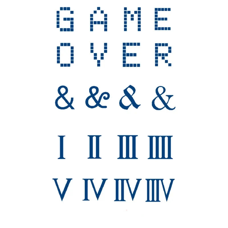 Game Over and Roman Numeral Jagua Tattoo Set