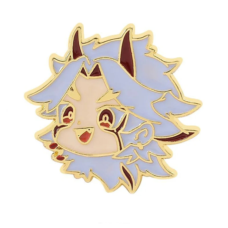 Animated character Arataki Itto with blue hair and red eyes on a white background