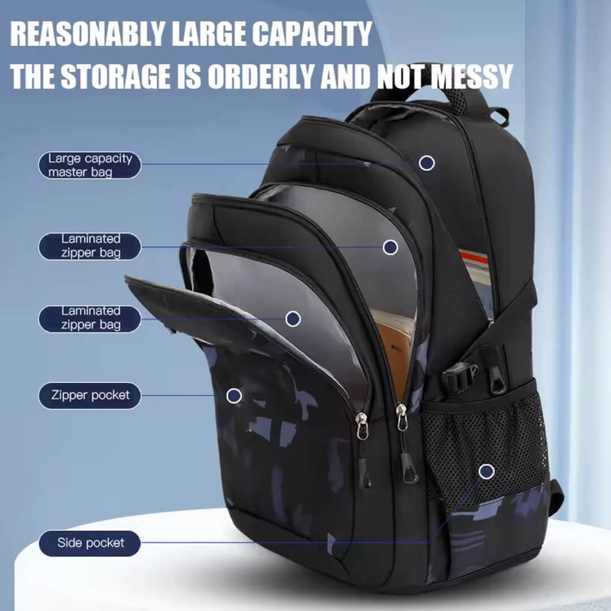 Durable Geometric Backpack – Kids & Teens School Bag