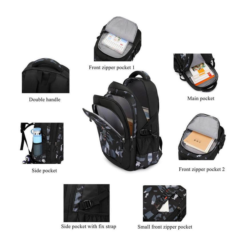 Durable Geometric Backpack – Kids & Teens School Bag