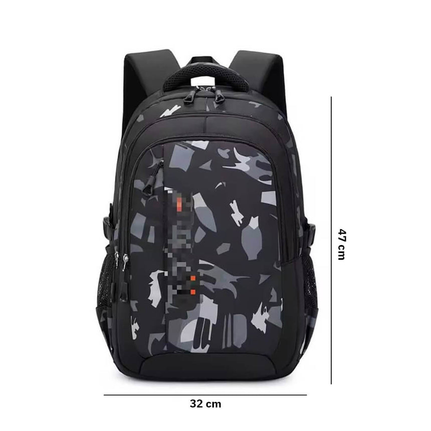 Black Geometric School Backpack