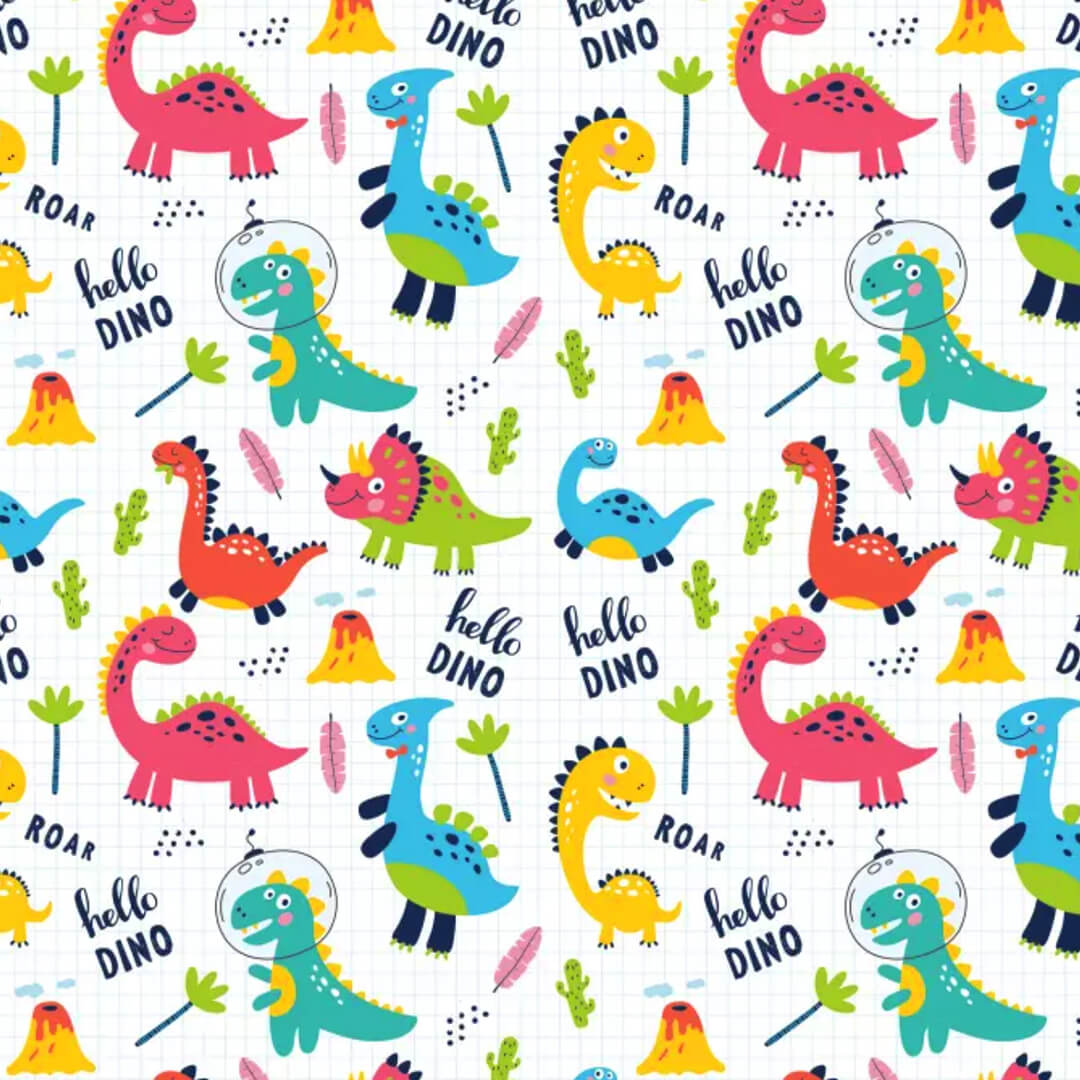 Colorful gift wrap for birthday presents and Christmas Dino