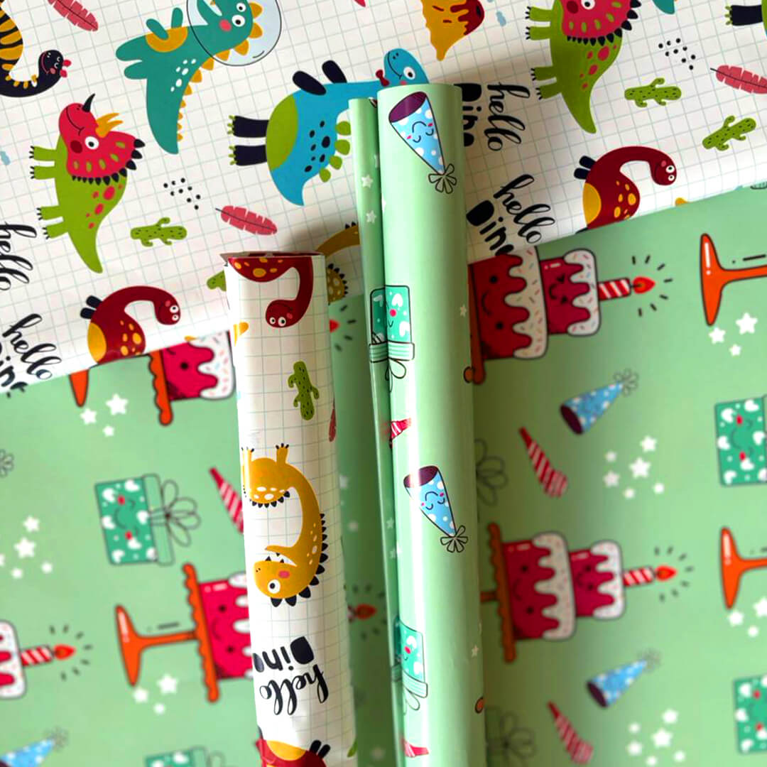 Colorful gift wrap for birthday presents and Christmas