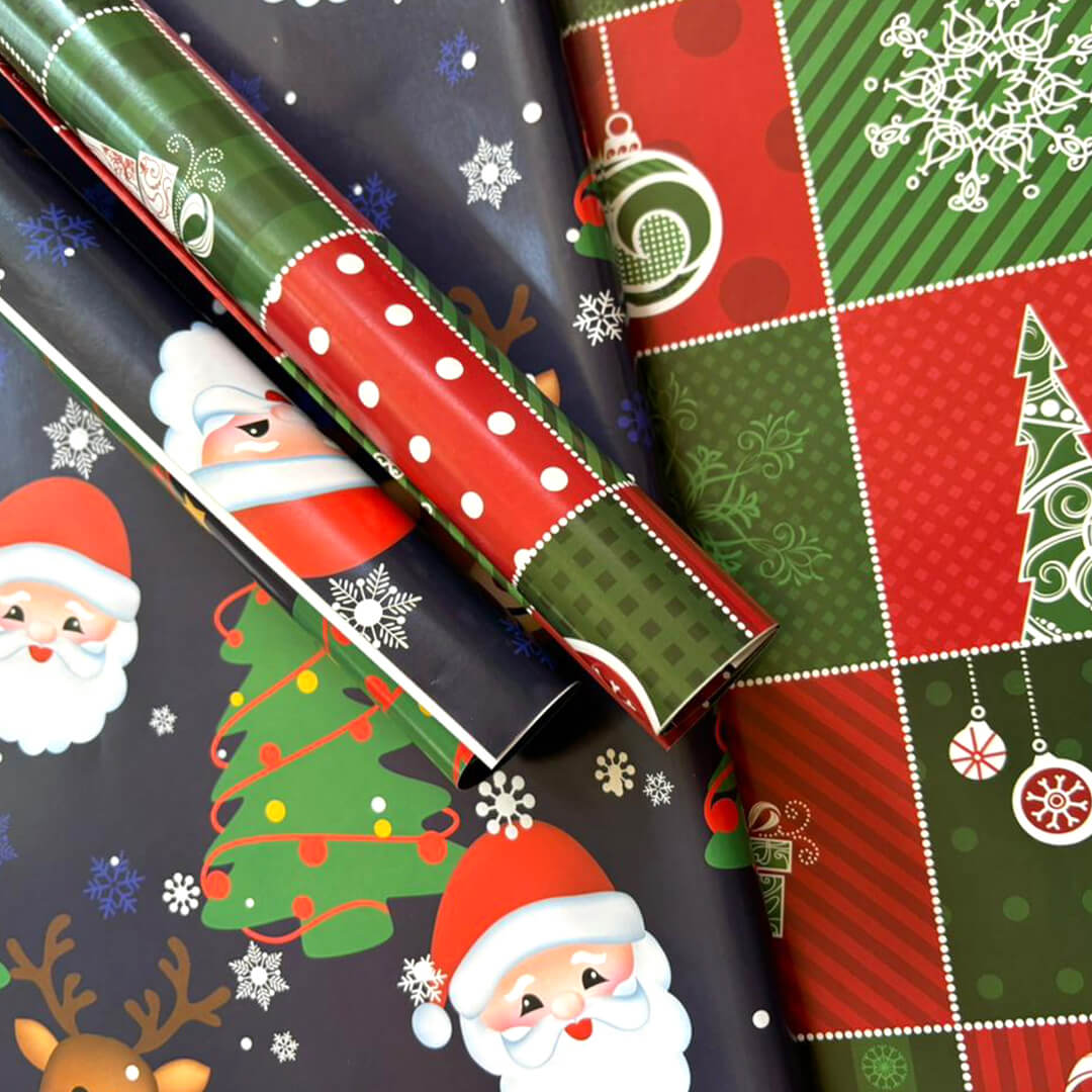 Colorful gift wrap for birthday presents and Christmas