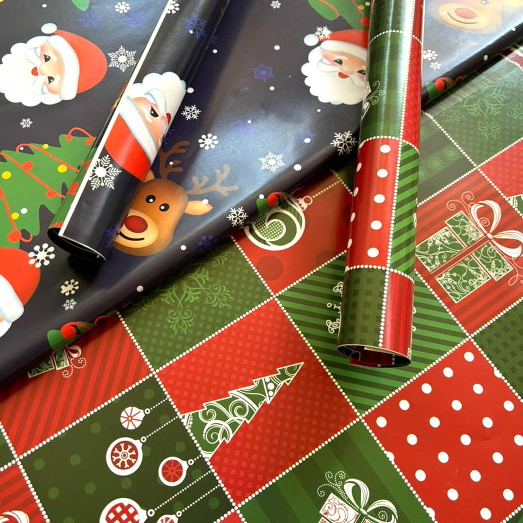Colorful gift wrap for birthday presents and Christmas