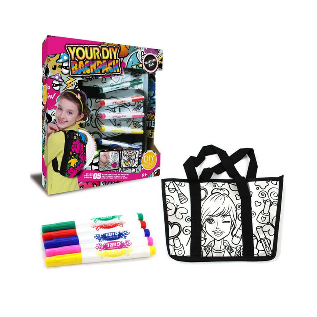 Coloring canvas handbag kit for kids