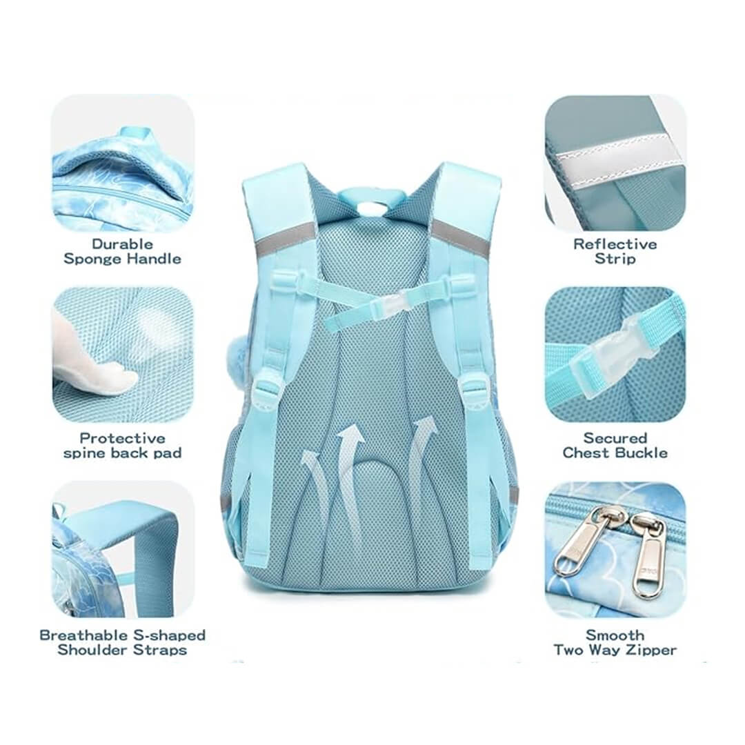 Girls' backpack with padded shoulder straps for grade 3 to 9