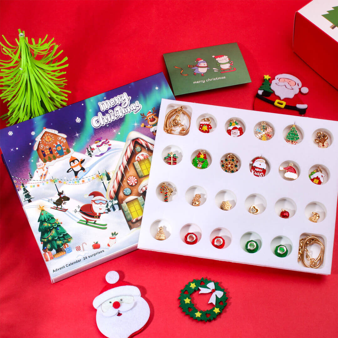 Christmas calendar with 22 charm beads and 2 bracelets