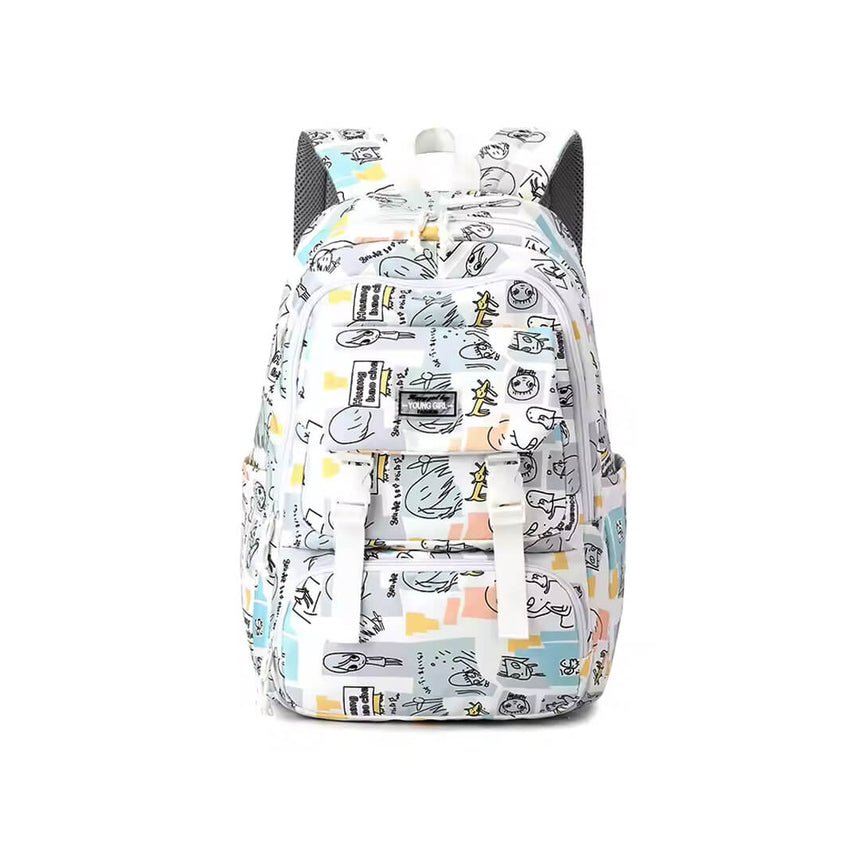 Girls' school bag with a colorful pastel doodle design for grade 5 to 12