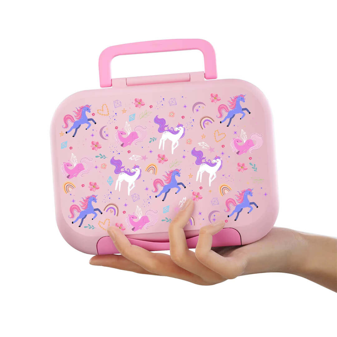 Lunch box unicorn them,e for girls, leakproof and BPA-free