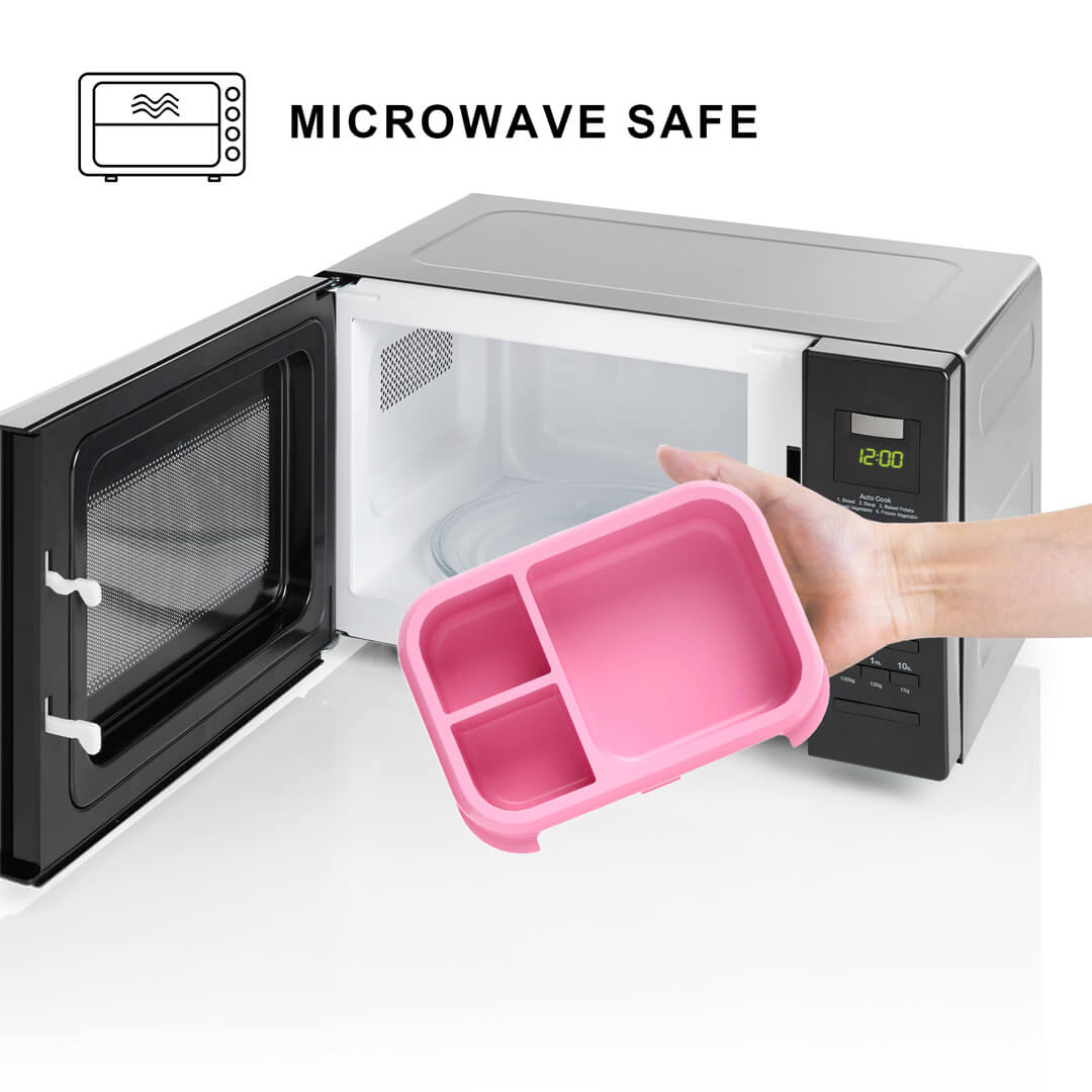 Microwavable school bento lunch box in pink unicorn theme
