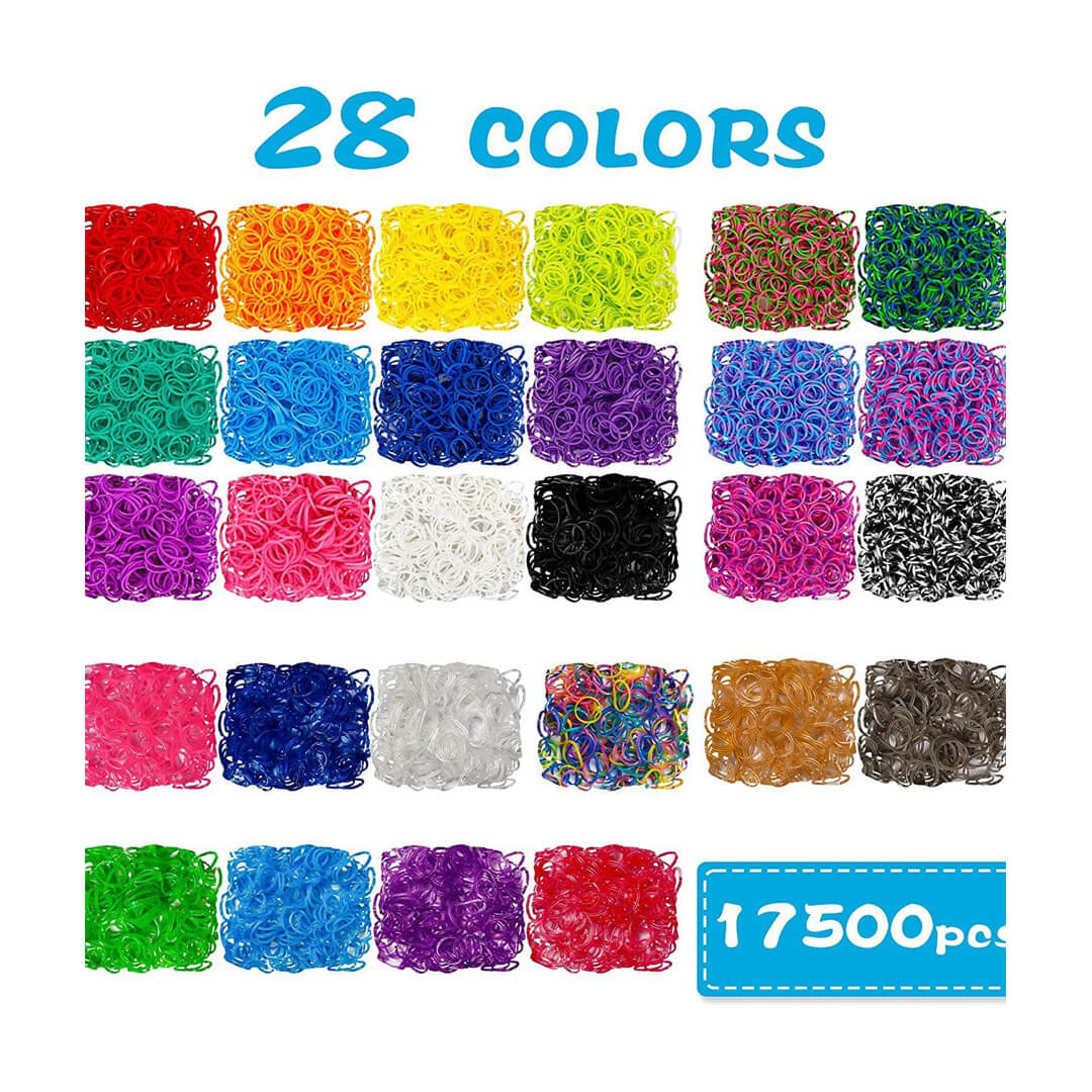 28 colorful rubber bands in assorted shades for bracelets making