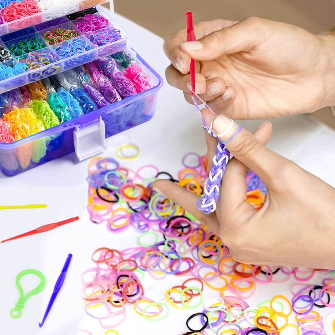 Complete rubber band loom set for boys and girls aged 5+