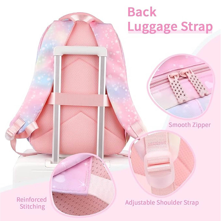 Kids' backpack set with lunch bag and pencil case, pink