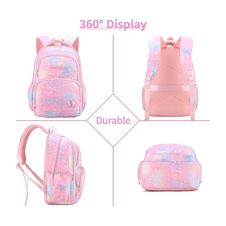 Girls pink backpack set with matching accessories