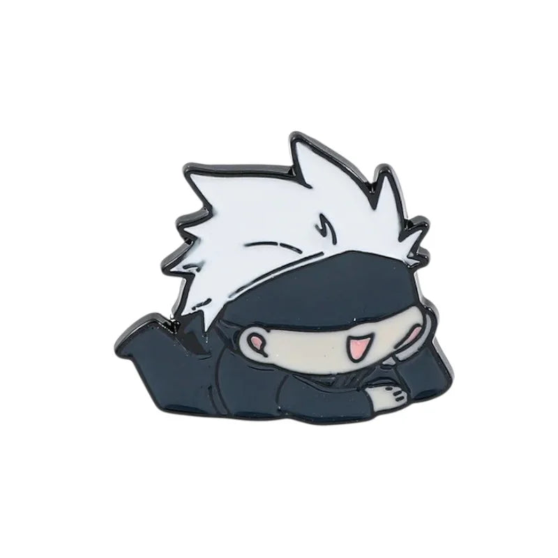 Animated character with white hair and black headband on a white background