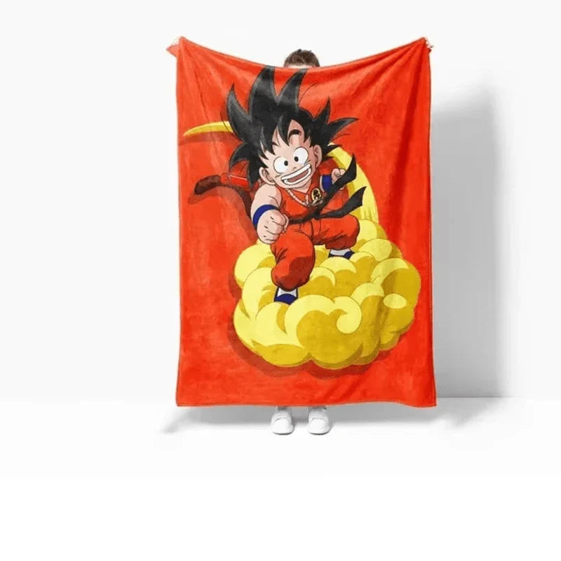 Large Anime Blanker | Goku Orange Flannel Bedding Blanket