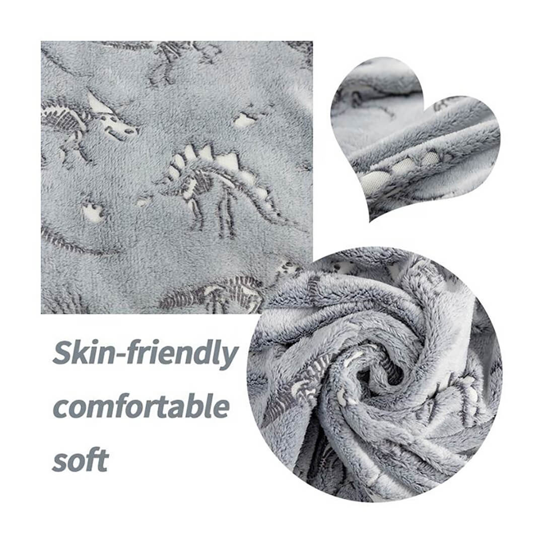 Grey Dinosaur Glow-in-the-Dark Blanket