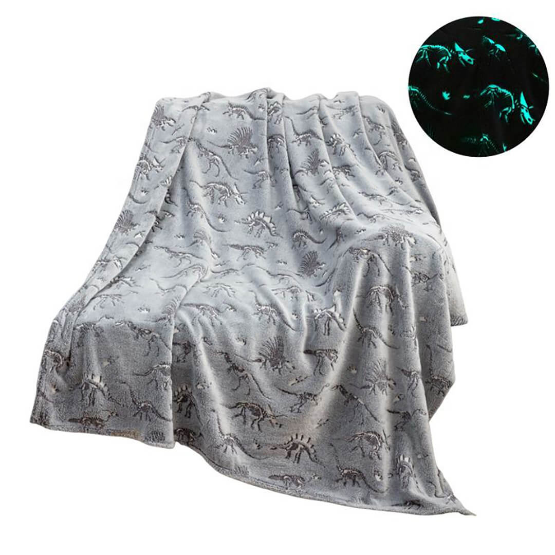 Grey Dinosaur Glow-in-the-Dark Blanket