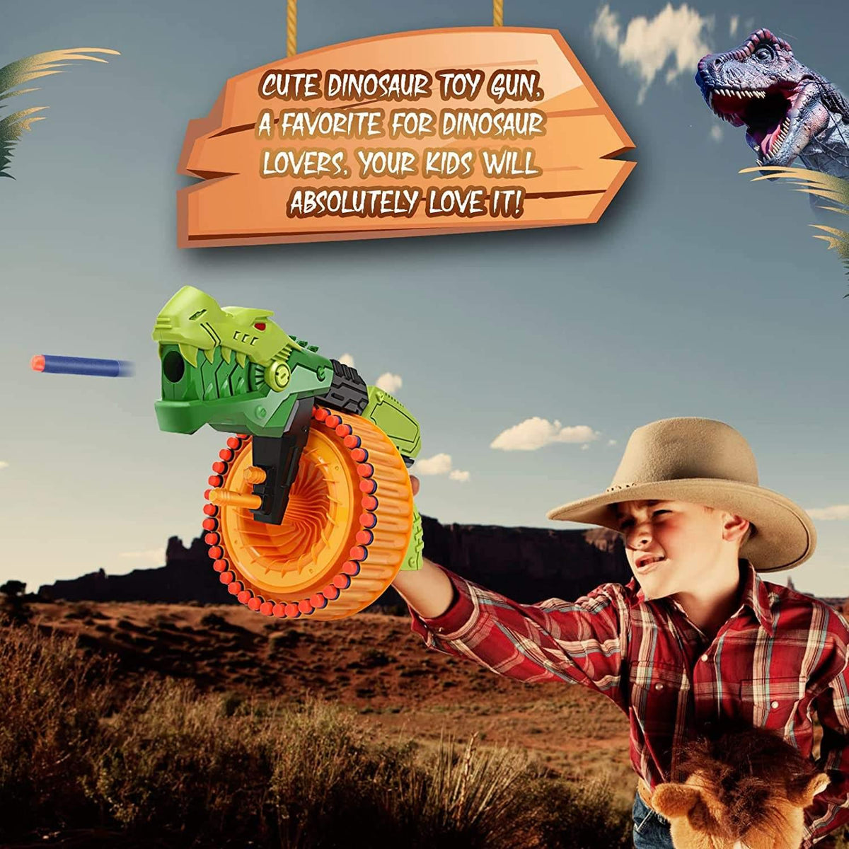 Dino Power Toy Gun Foam Blaster - 40 Soft Bullet Shooting Game